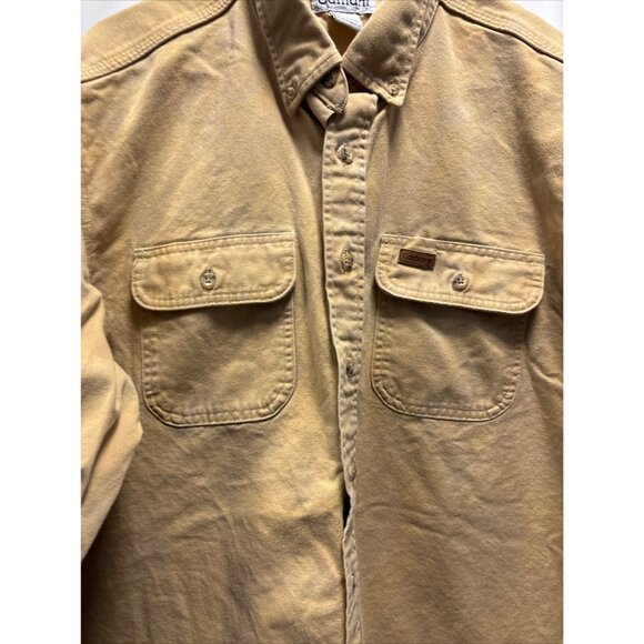 Carhartt Mens XL Beige Button-Down Shirt  100% Cotton  Two Chest Pockets  Made I - Picture 2 of 11